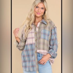 Red Dress Brand GeeGee Mixed Plaid Shirt